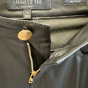 LAFAYETTE 148 SILKY STRETCH NAPPA LEATHER MERCER PANT Sz 0